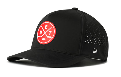 Detroit Hockey Performance 5-Panel Hat, black snapback showing Haka brandmark on left side of cap.