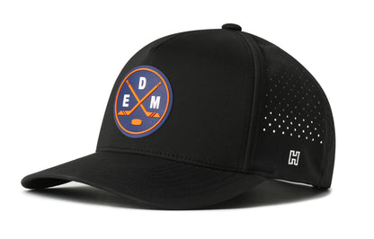 Edmonton Hockey Performance 5-Panel Hat, black snapback showing Haka brandmark on left side of cap.