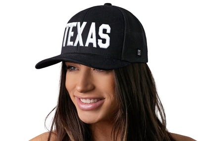 TEXAS Trucker Hat  |  Black Texas Snapback