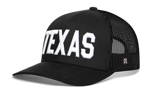 TEXAS Trucker Hat  |  Black Texas Snapback