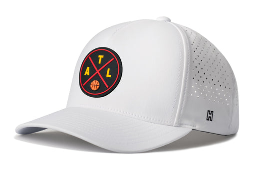 Atlanta Basketball Performance 5-Panel Hat, white snapback showing Haka brandmark on left side of cap.
Atlanta.