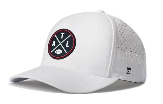 Atlanta Football Performance 5-Panel Hat, white snapback showing Haka brandmark on left side of cap.
Rep Atlanta.