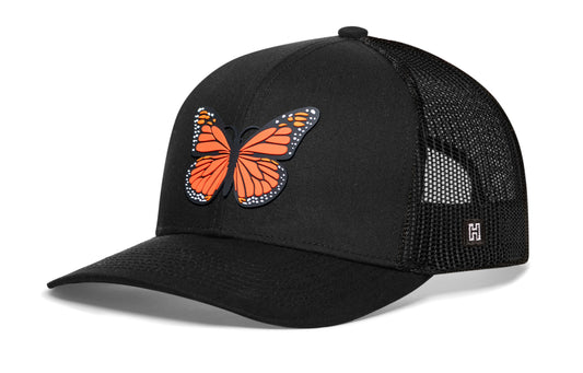Butterfly Trucker Hat Rubber | Black Butterfly Snapback