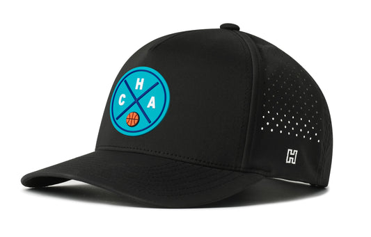 Charlotte Basketball Performance 5-Panel Hat, black snapback showing Haka brandmark on left side of cap.
Charlotte.