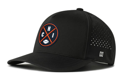 Chicago Football Performance 5-Panel Hat, navy snapback showing Haka brandmark on left side of cap.