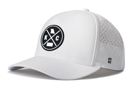 Kansas City Performance 5-Panel Hat, black snapback showing Haka brandmark on left side of cap.