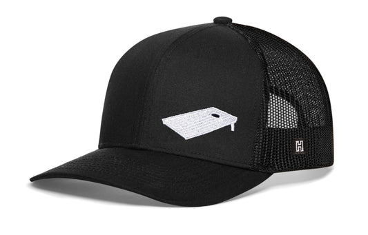 Cornhole Board Trucker Hat  |  Black Bag Snapback