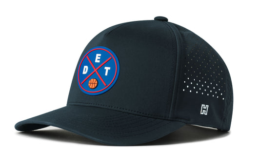 Detroit Basketball Performance 5-Panel Hat, navy snapback showing Haka brandmark on left side of cap.
Detroit.