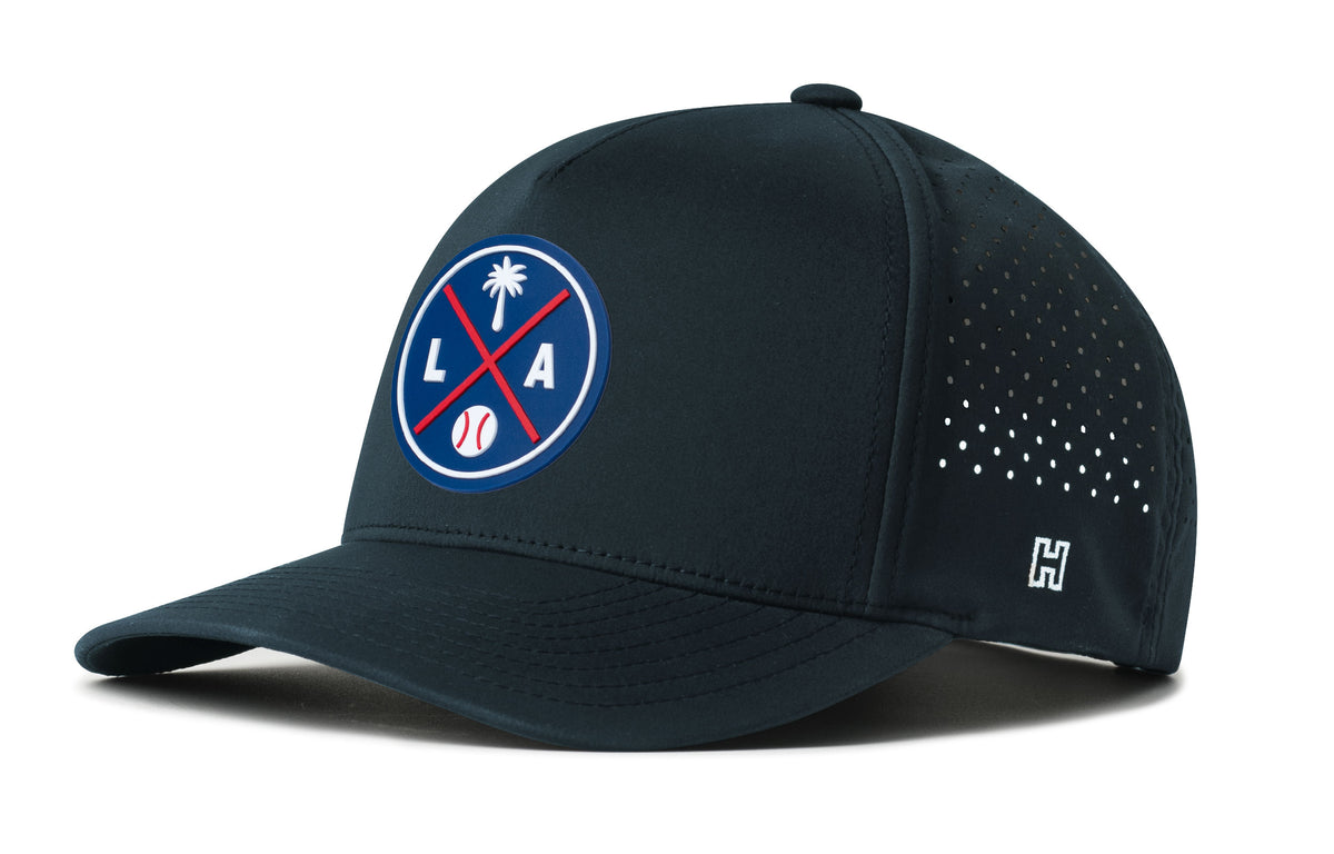 Los Angeles Baseball Performance 5-Panel Hat, white snapback showing Haka brandmark on left side of cap.