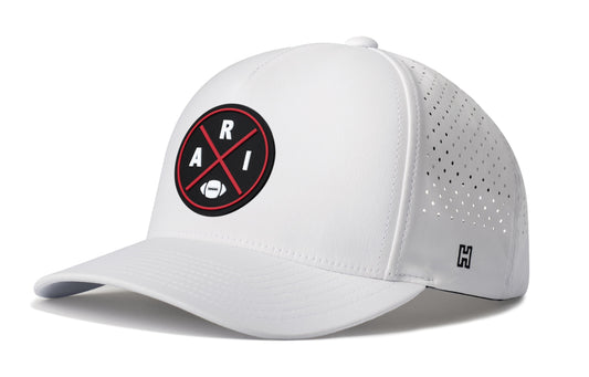 Phoenix Football Performance 5-Panel Hat, white snapback showing Haka brandmark on left side of cap.
Rep Phoenix.