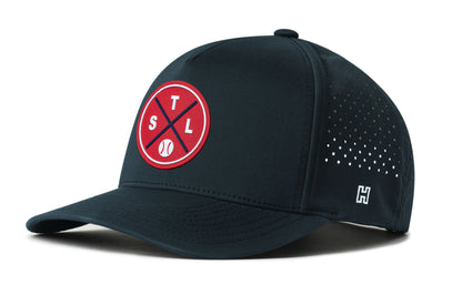 St. Louis Baseball Performance 5-Panel Hat, white snapback showing Haka brandmark on left side of cap.