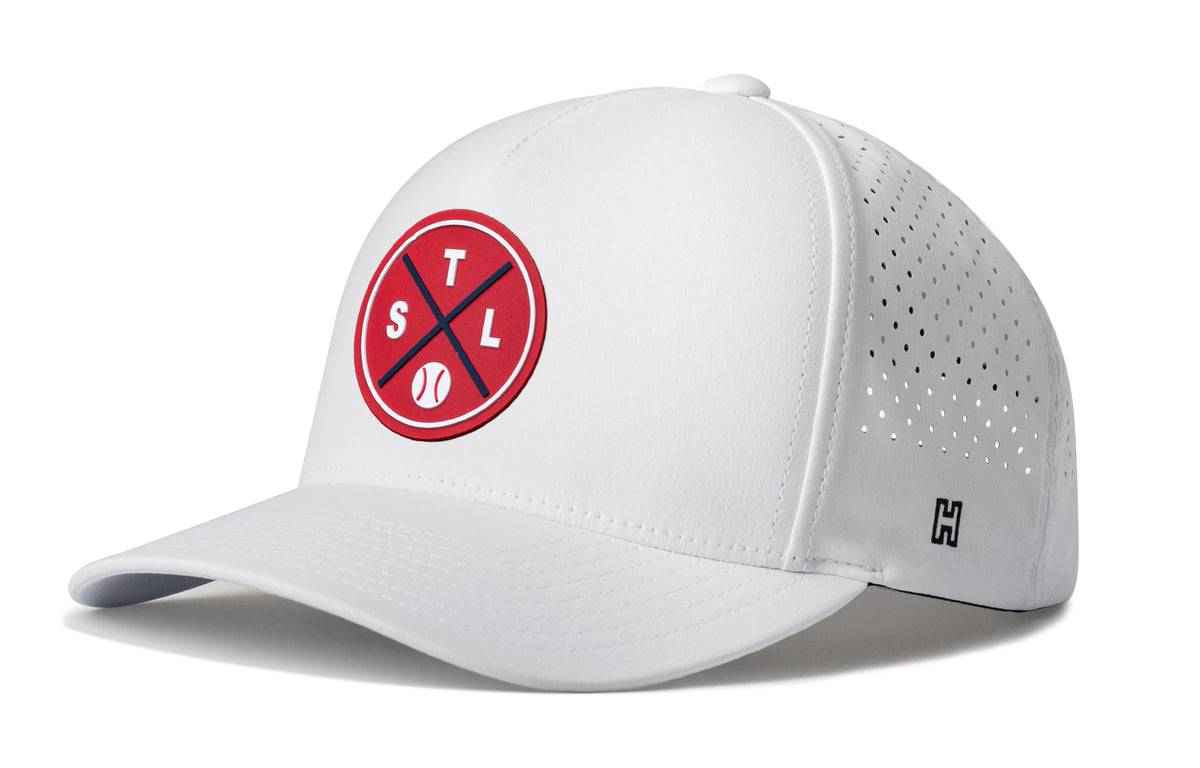St. Louis Baseball Performance 5-Panel Hat, black snapback showing Haka brandmark on left side of cap.