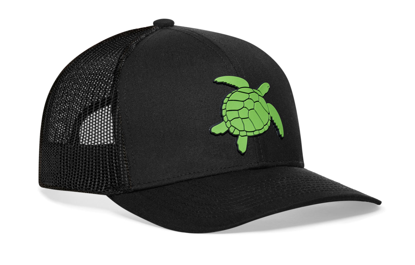 Turtle Trucker Hat Rubber | Black Sea Turtle Snapback