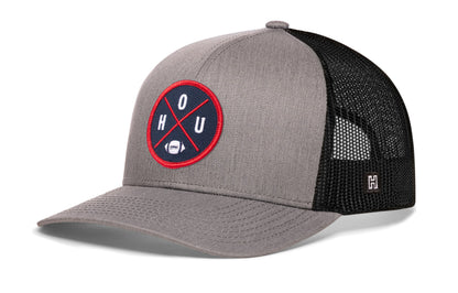 Houston Football Trucker Hat, gray-black snapback showing Haka brandmark on left side of cap.