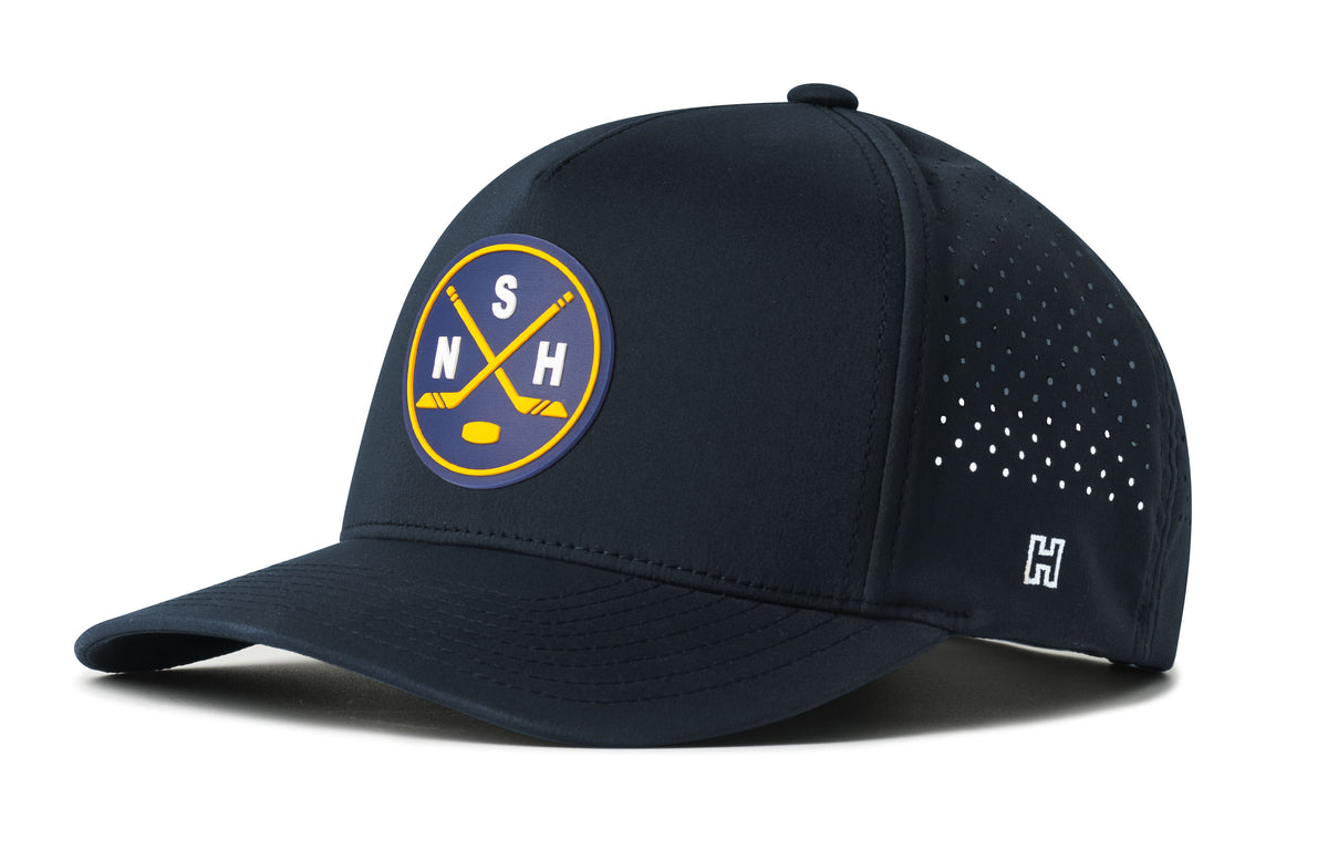 Nashville Hockey Performance 5-Panel Hat, navy snapback showing Haka brandmark on left side of cap.