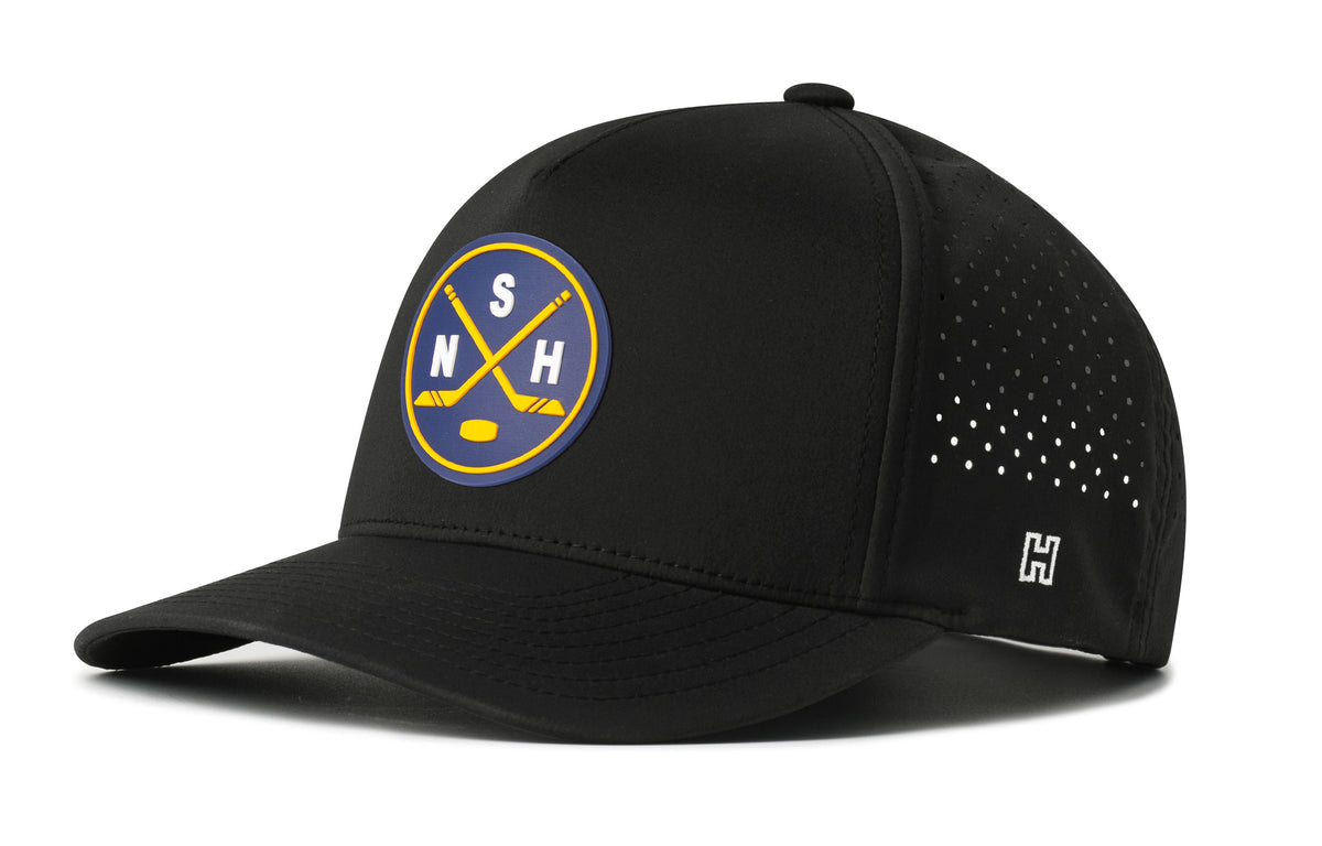 Nashville Hockey Performance 5-Panel Hat, black snapback showing Haka brandmark on left side of cap.