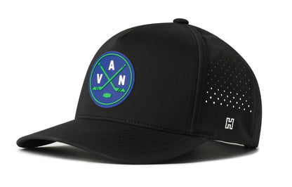 Vancouver Hockey Performance 5-Panel Hat, black snapback showing Haka brandmark on left side of cap.