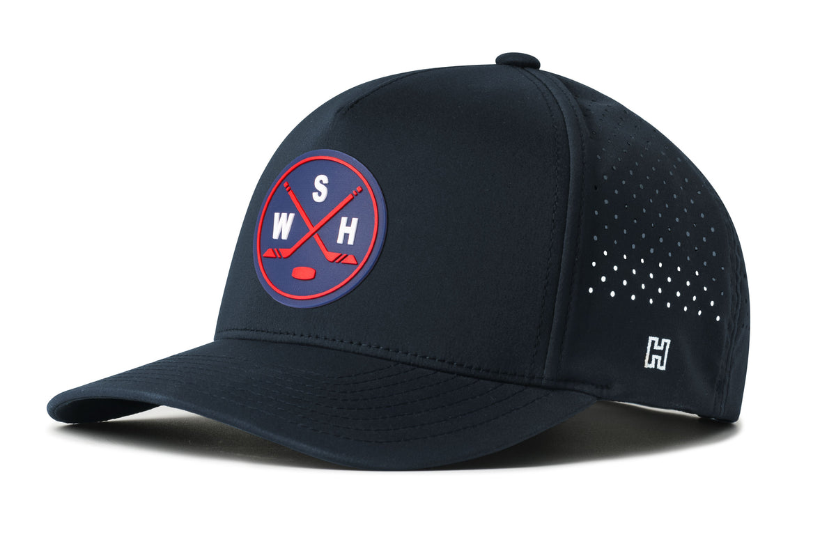 Washington DC Hockey Performance 5-Panel Hat, navy snapback showing Haka brandmark on left side of cap.