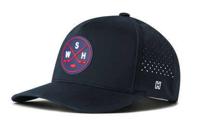 Washington DC Hockey Performance 5-Panel Hat, navy snapback showing Haka brandmark on left side of cap.