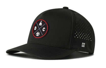 Washington DC Soccer Performance 5-Panel Hat, black snapback showing Haka brandmark on left side of cap.