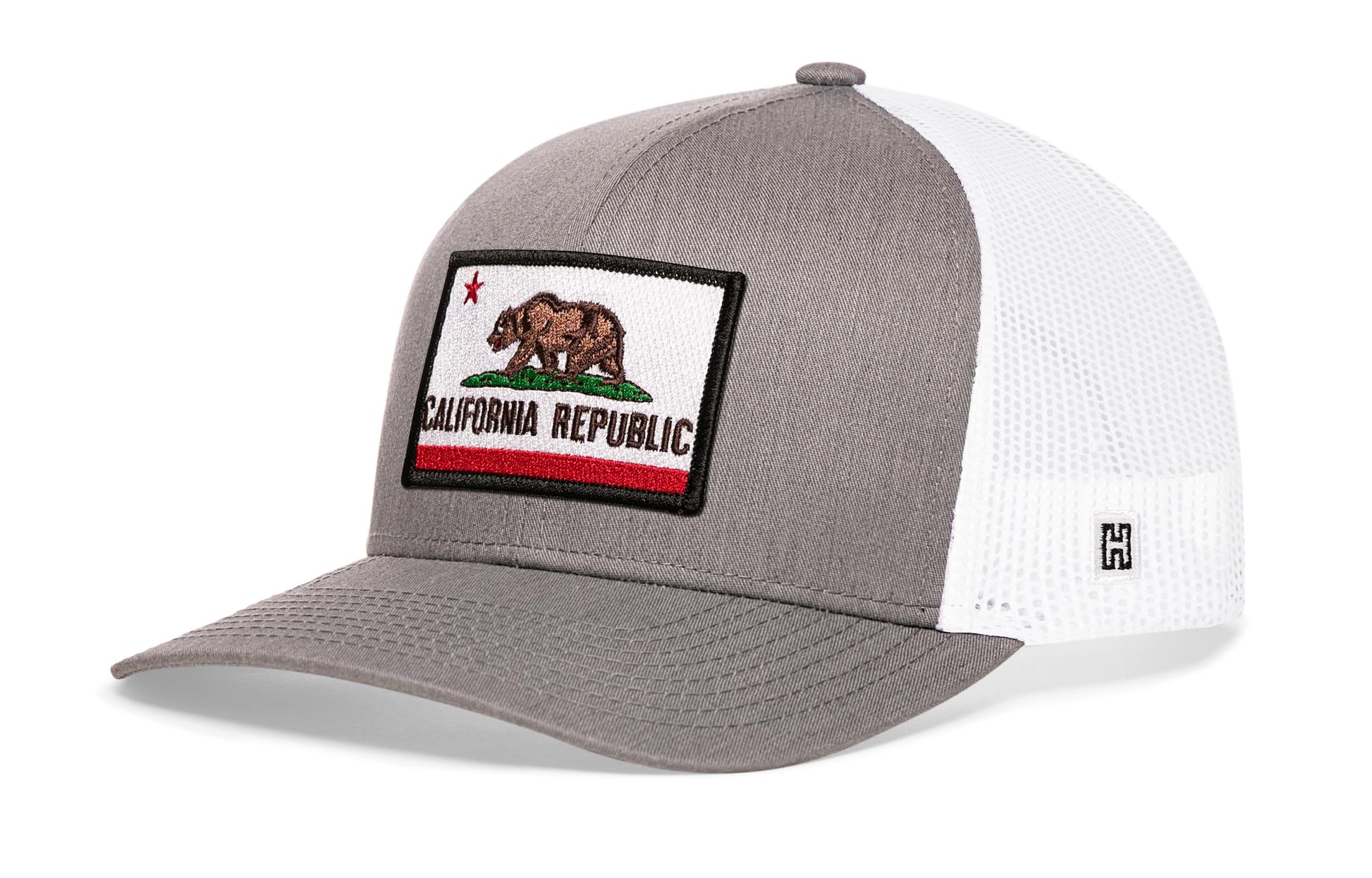 Haka California Flag Trucker Hat, Gray-White snapback, fans of the Golden State