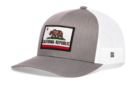 Haka California Flag Trucker Hat, Gray-White snapback, fans of the Golden State