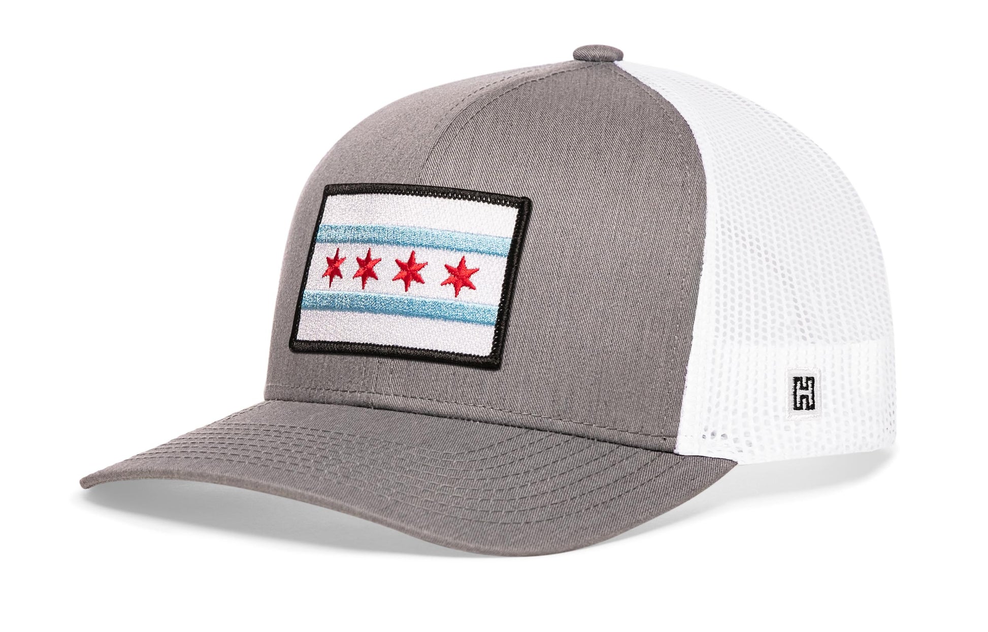 Haka Chicago Flag Trucker Hat, Gray-White snapback, fans of Chi-Town. The Windy City