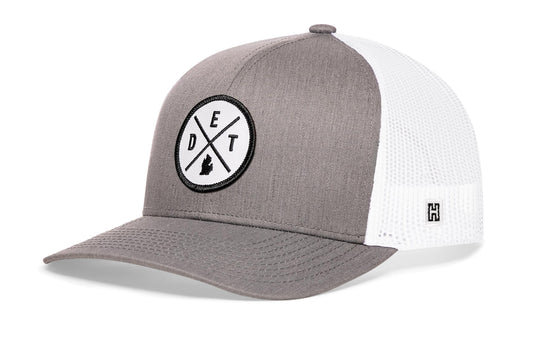 Haka Detroit Trucker Hat, Gray-White snapback, fans of Michigan. The Motor City
