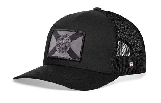Haka Florida Flag Trucker Hat Tactical, Black snapback, fans of beaches. The Sunshine State