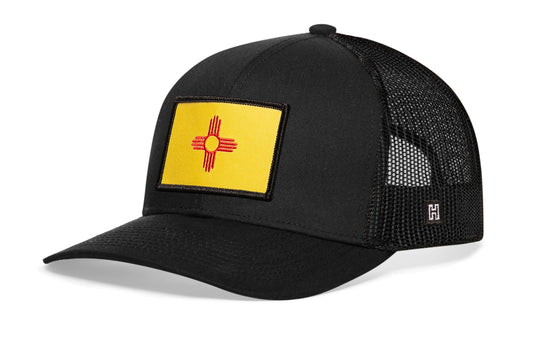Haka New Mexico Flag Trucker Hat, Black snapback, fans of Albuquerque. The 505.
