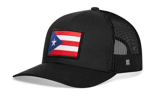 Puerto Rico Flag Trucker Hat  |  Black Puerto Rican Snapback