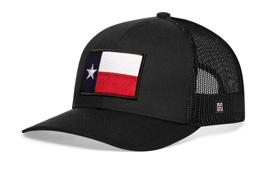 Haka Texas Flag Trucker Hat, Black snapback for fans of Texas. The Friendly State.