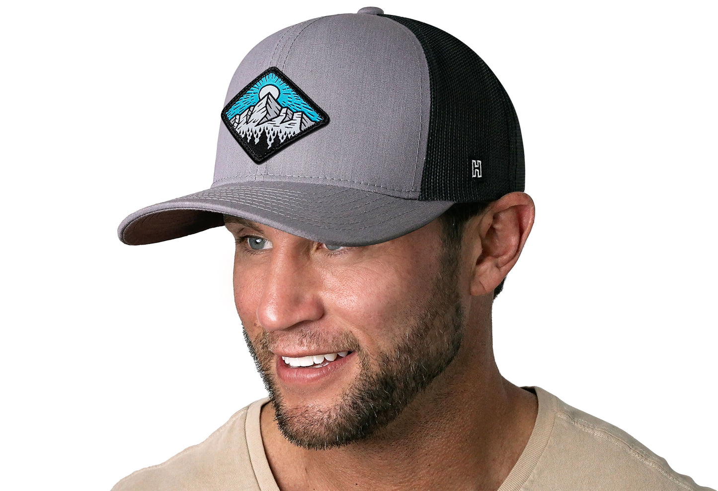 Mountains and Trees Trucker Hat  |  Gray Black Outdoors Snapback