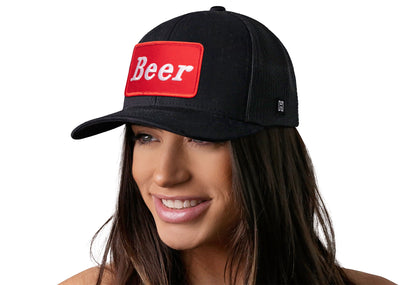 Beer Trucker Hat  |  Black Drinking Snapback