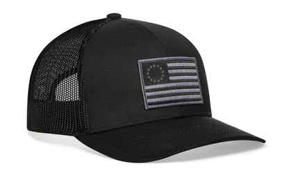 Betsy Ross Flag Trucker Tactical  |  Black USA Snapback