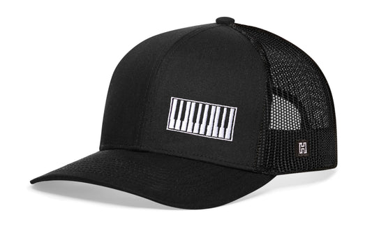Piano Keys Trucker Hat  |  Black Piano Snapback