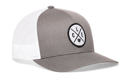 Cleveland Trucker Hat  |  Gray White CLE Snapback