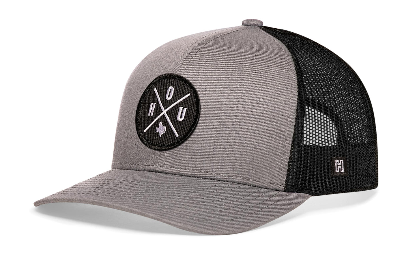 Houston Trucker Hat  |  Gray Black HOU Snapback