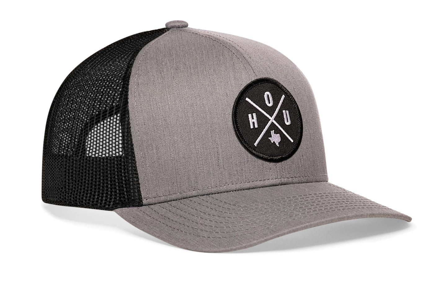 Houston Trucker Hat  |  Gray Black HOU Snapback
