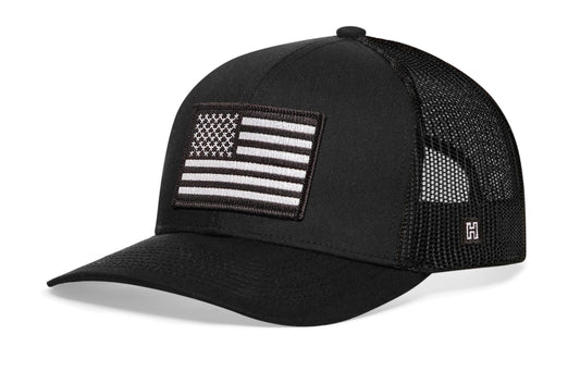 American Flag Trucker Hat  |  Black USA Snapback