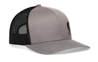 Bigfoot Trucker Hat  |  Gray Black Sasquatch Snapback