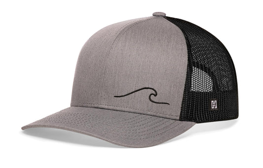 Wave Trucker Hat  |  Gray Black Beach Snapback