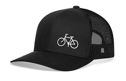 Bike Trucker Hat  |  Black Bicycle Snapback