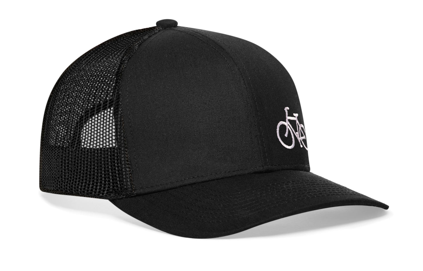 Bike Trucker Hat  |  Black Bicycle Snapback