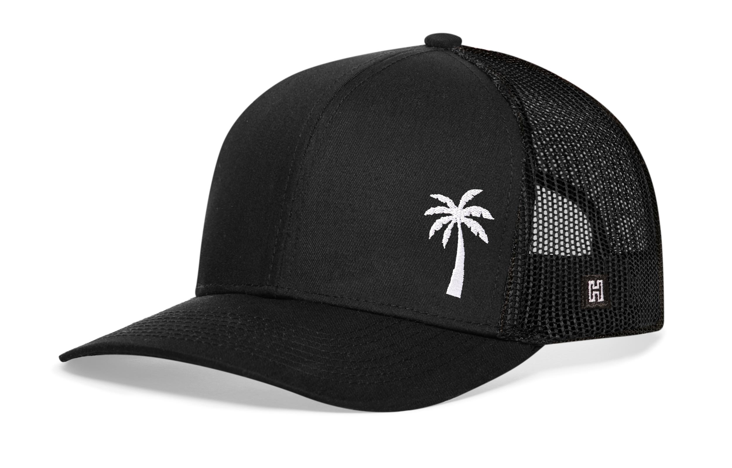 Palm Tree Trucker Hat | Black Island Snapback - Haka Hat