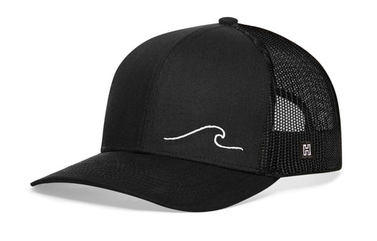 Wave Trucker Hat  |  Black Beach Snapback
