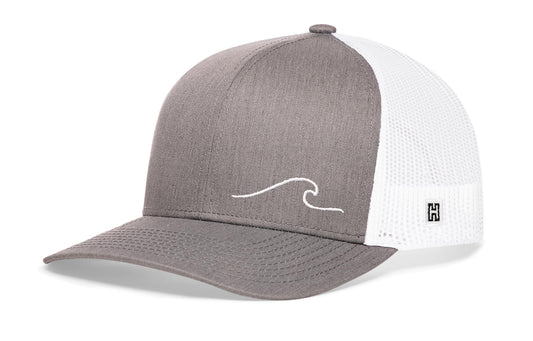Wave Trucker Hat  |  Gray White Beach Snapback