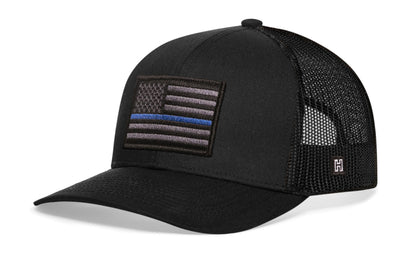 Thin Blue Line Trucker Hat  |  Black Police Snapback