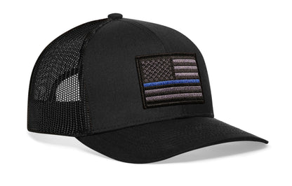 Thin Blue Line Trucker Hat  |  Black Police Snapback