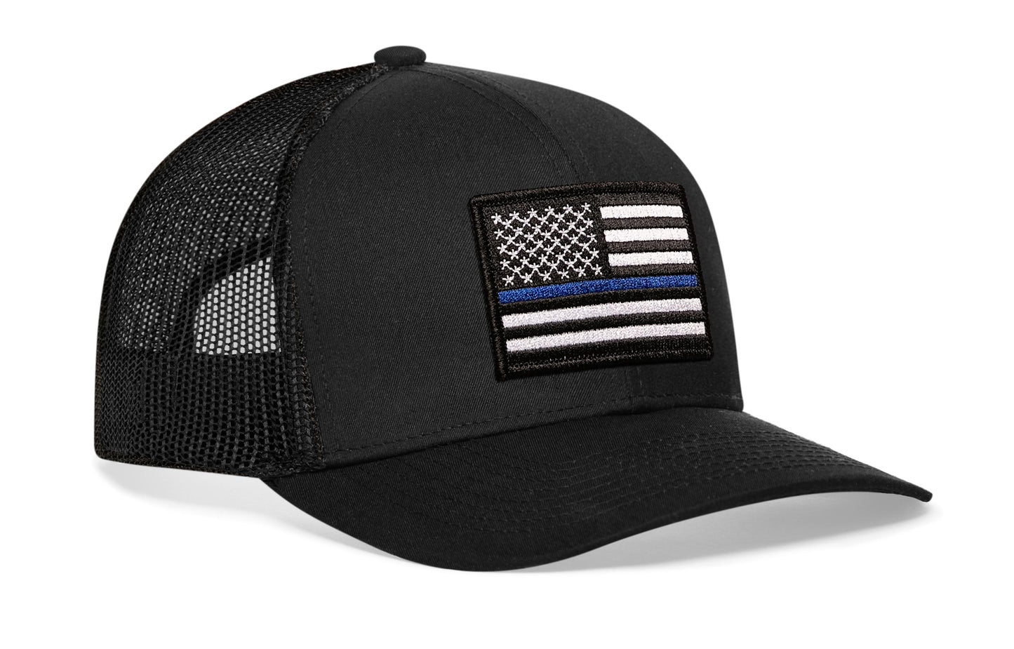Thin Blue Line Trucker Hat  |  Black Police Snapback